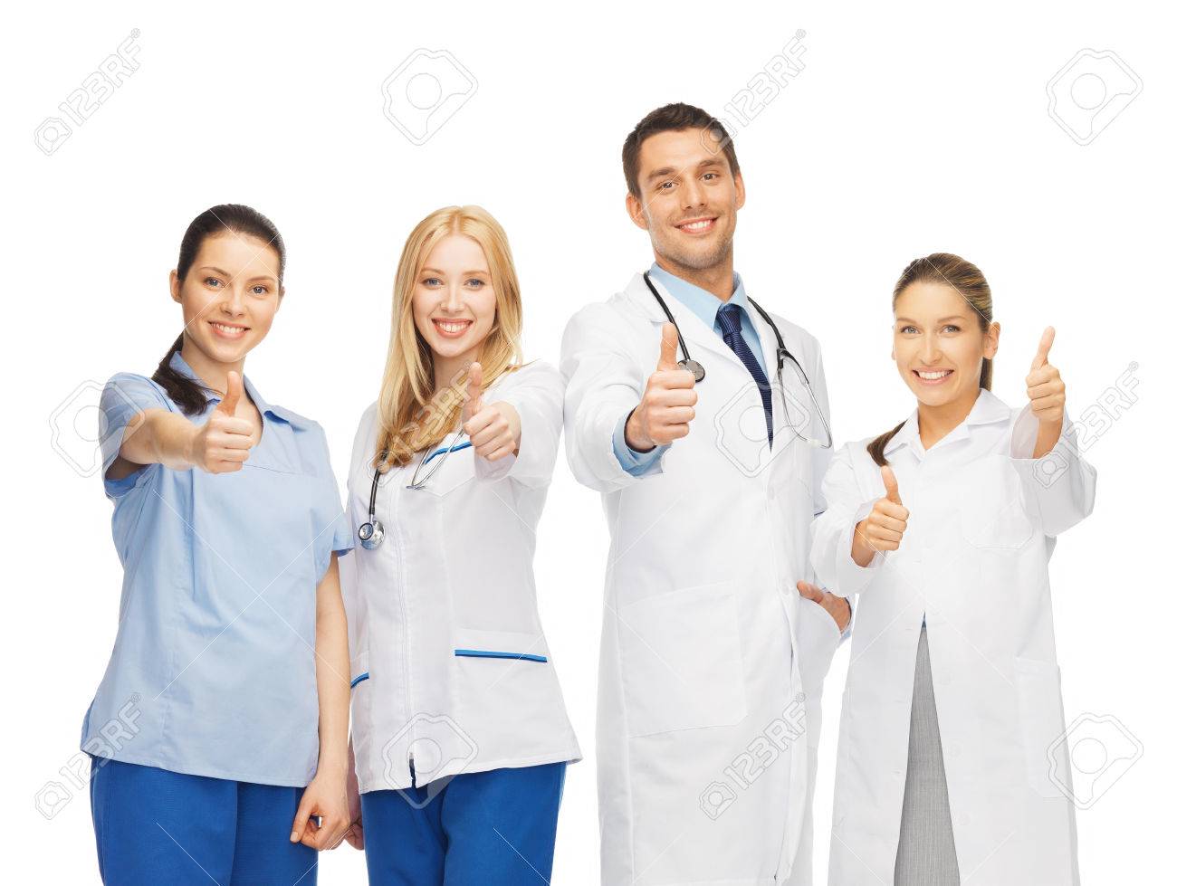group of doctors showing thumbs up